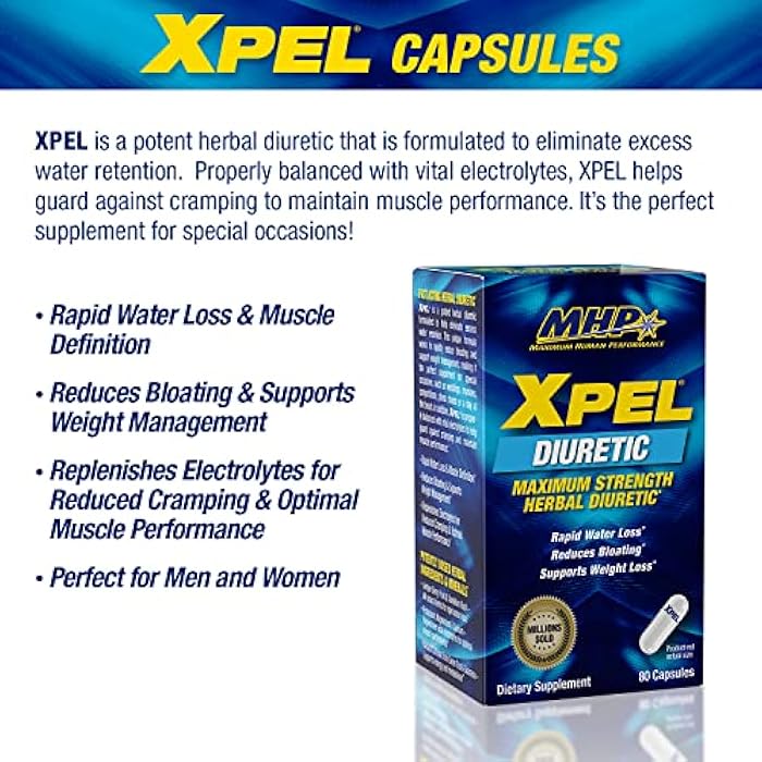 Maximum Human Performance MHP Xpel Maximum Strength Diuretic Capsules, 80 Count (Pack of 2) (Packaging May Vary) - Image 2