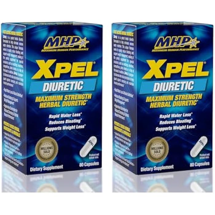 Maximum Human Performance MHP Xpel Maximum Strength Diuretic Capsules, 80 Count (Pack of 2) (Packaging May Vary) - Image 1