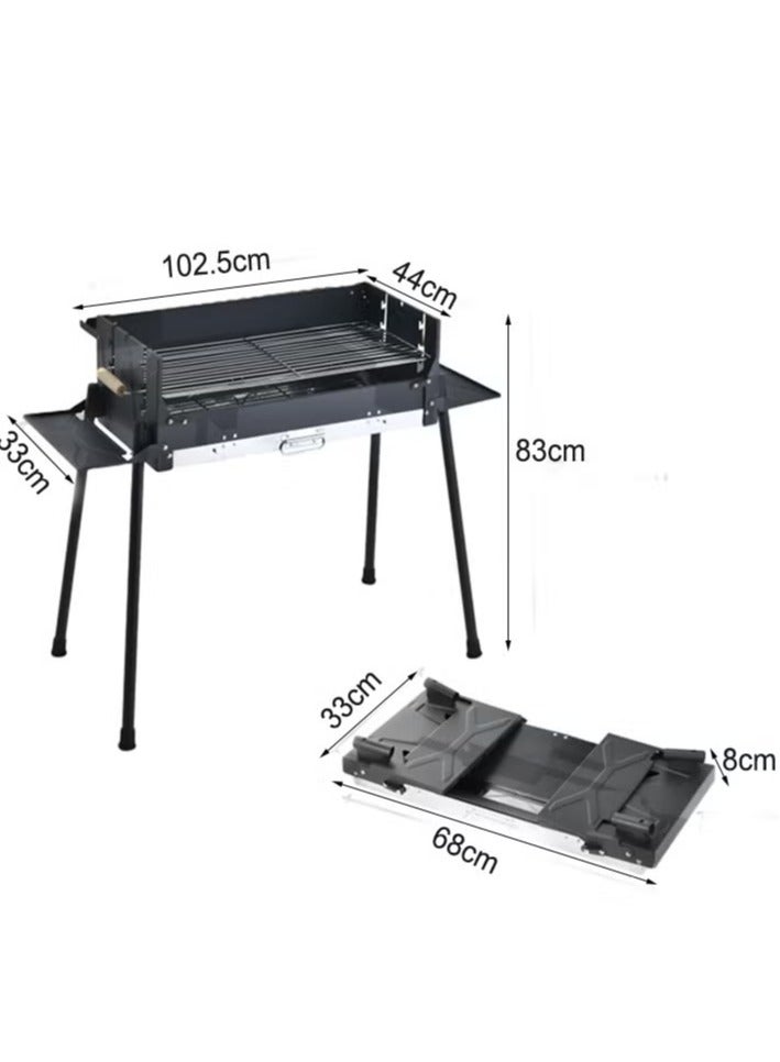 XiuWoo Foldable Portable Charcoal Grill, Stainless Steel BBQ Grill Extra Large Outdoor BBQ Grill, with 3 Adjustable Heights Detachable Charcoal Grill with Stand, for Garden Picnic Outdoor Cooking - Image 4