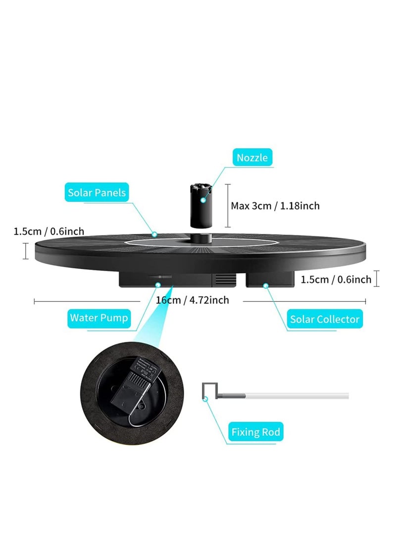 Y&D - Solar Fountain Pump 1.5W Water with 8 Nozzles Powered Feature Pump for Pond Garden Bird Bath Fish Tank Pool Garden Decoration Outdoor Pool Floating - Image 1