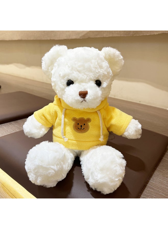 Cute Teddy Bear Plush Toy Bear Doll Hug Bear Doll Children Bear Birthday Gift-Color:White Bear Yellow Sweatshirt-Height:30cm +window Bag - Image 1