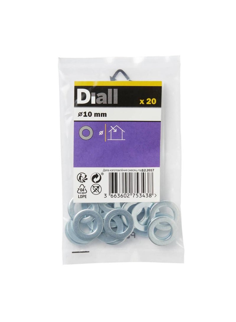 Carbon Steel Small Flat Washer Pack M10 20 Piece