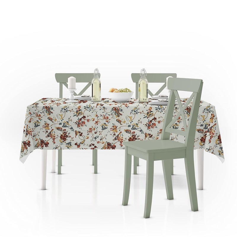 RUSTIC LINEN Cotton Dining Table Cover 6 to 8 Seater 100 Cotton Table Cloth Rectangle57 Inches X 87 Inches Floral Printed with Lahariya Piping 6 to 8 Seater Pink - Image 4