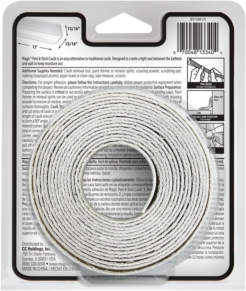 Magic Tub and Wall Peel and Stick Caulk Strip - 1-5/8 Inch x 11 Feet - White - Image 2