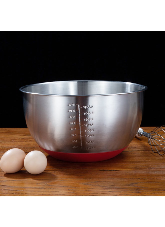 Generic - Thickened Stainless Steel Silicone Bottom Egg Basin With Handle Water Line Tilt Mixing Bowl Silicone Salad Basin And Basin-Specifications:Mother And Child Cover-Color:Inner Diameter 16cm - Image 1