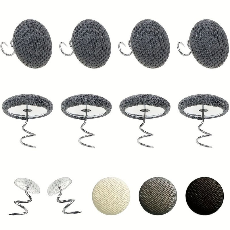 15 Black Covered Button Pins For Bed Skirt Sofa Armchair Caddy Armrest Cover Slipper Indoor Decor - Image 1