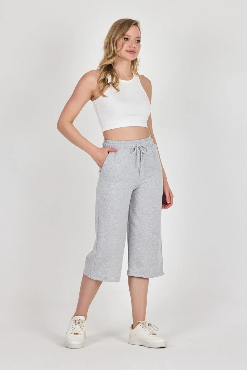 ميتاليك High Waist Pocketed Relaxed Cut Seasonal Women's Below Knee 4-Pack Bermuda Black-Navy Blue-Gray-Anthracite Capri Shorts