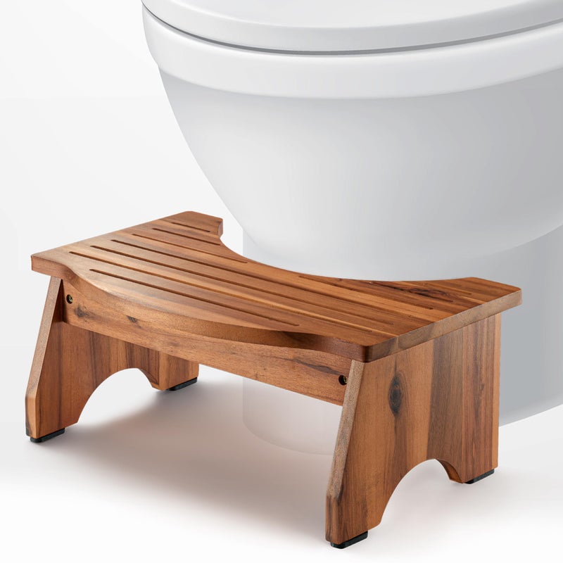 HOLANA Acacia Poop Stool for Bathroom Adults  72 Squatting Toilet Stool for Kids  Pooping Stool Squat with Anti Slip Layer  Bathroom Stools for SittingTravel Acacia Wood
