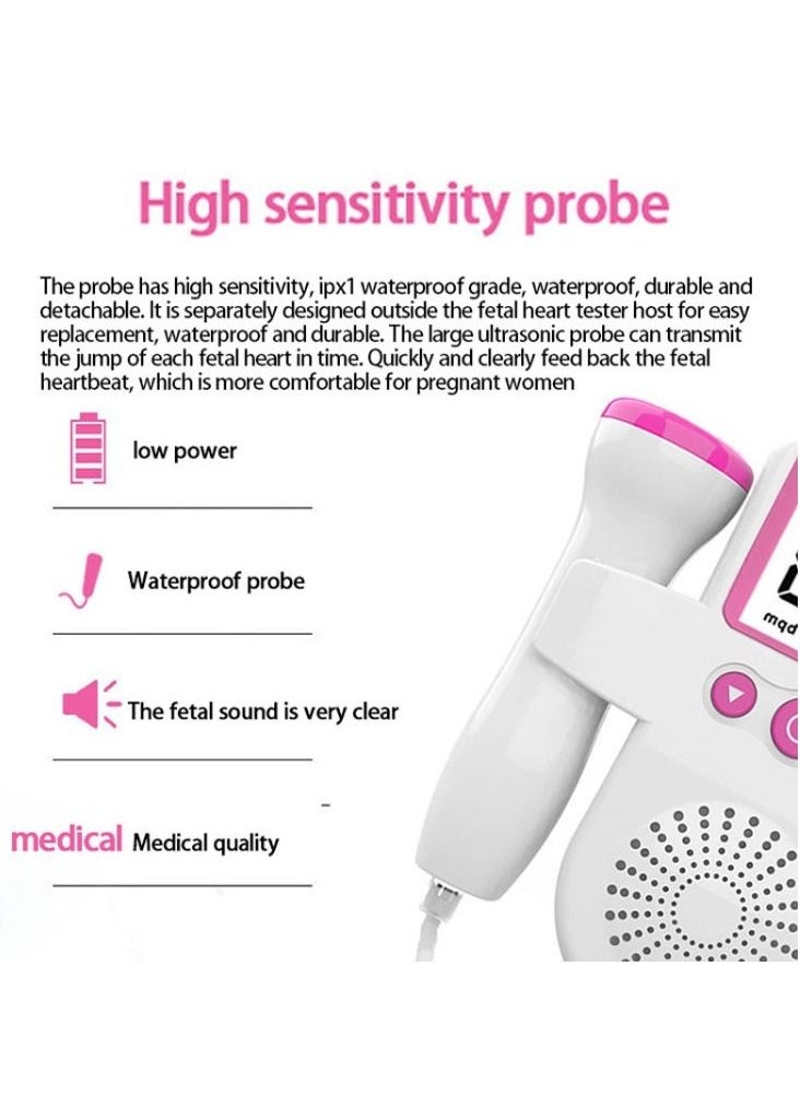 Generic Ultrasonic Fetal Heart Rate Detector, Portable Home Use Doppler with LCD Display Screen for Baby, Easy-to-Use Diagnostic Device  - Image 2