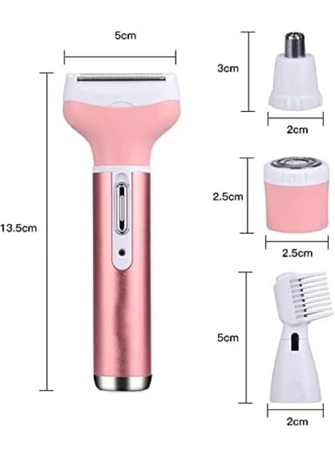 Electric Razors Shaver, USB Rechargeable Painless 4 in1 Women Shaver Cordless Rechargeable Facial Eyebrow Razors & Nose Hair Trimmer Lips Body Bikini Trimmer - Image 2