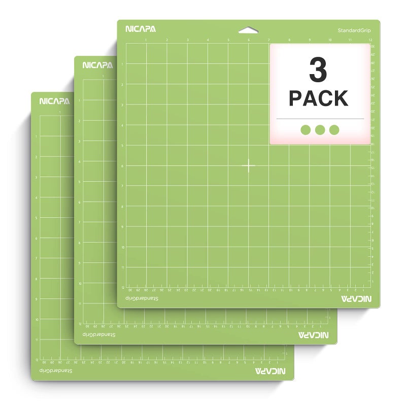 Nicapa Replacement Standardgrip Cutting Mat for Cricut MakerExplore 3Air 2AirOne12x12 inch3pack Adhesive Replacement Accessories Cutting Matts