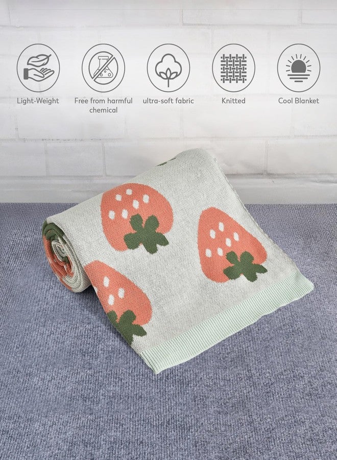 Mi Arcus Fruits Print Premium Cotton Soft Blanket for 2-6 Y, 160x100 CM - Sea Green - Image 2