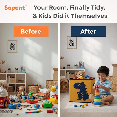 Sopent Toy Organiser for Kids Room – Foldable Fabric Storage Basket, Baby Toy Box, Organizer, Kids Toys Basket for Storage, 10.6 Inch - Image 3