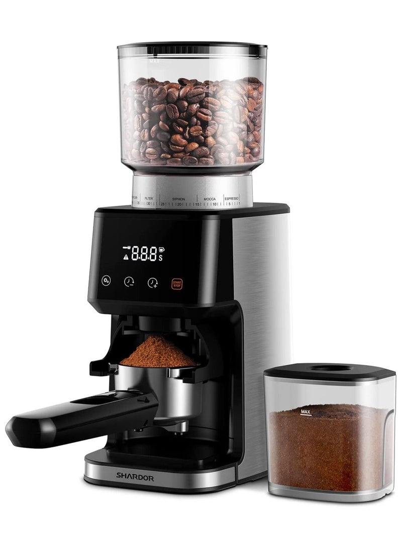 SHARDOR Conical Burr Coffee Grinder for Espresso with Precision Electronic Timer, Electric Adjustable Burr Mill with 51 Precise Settings, Brushed Stainless Steel - Image 1