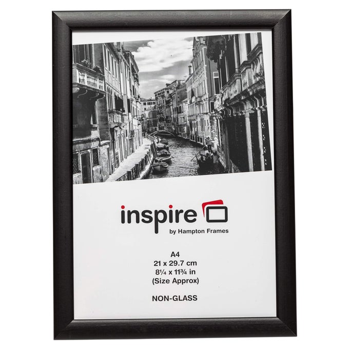 BLACKWOOD A4 21x297cm Black Poster Frame Acrylic NonGlass Front Pack of 1