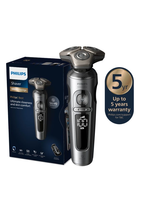 Philips Shaver SP9871/22,S9000 Prestige Wet & Dry Electric Razor,Smart SkinIQ Tech for a Close, Comfortable Shave,Flexible Heads, Wireless Charging,60min Cordless, Travel Case Included Carbon Grey - Image 2