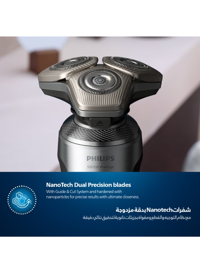 Philips Shaver SP9871/22,S9000 Prestige Wet & Dry Electric Razor,Smart SkinIQ Tech for a Close, Comfortable Shave,Flexible Heads, Wireless Charging,60min Cordless, Travel Case Included Carbon Grey - Image 5