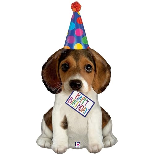 Betallic XL 41 Happy Birthday Puppy Shaped Mylar Foil Balloon - Image 1
