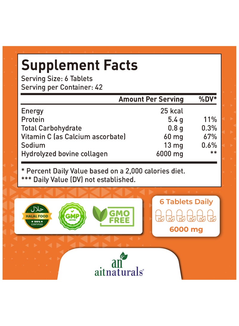 Aitnaturals Super Collagen Peptides with Vitamin C, Supports Healthy Hair, Skin, Nails - 252 Tablets - Image 2