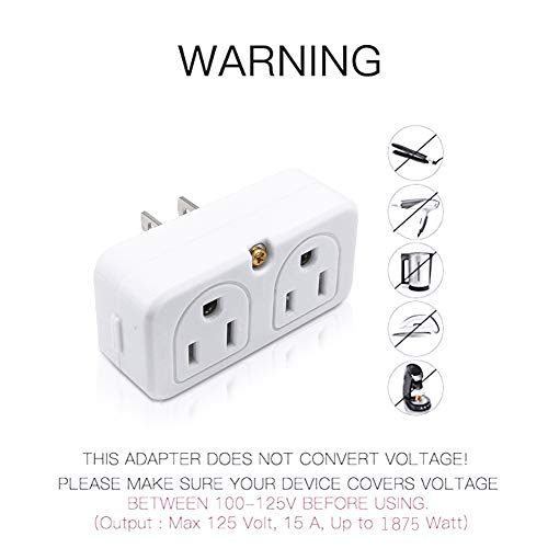 SYCON Adapter Outlet Extender, 2-Prong Mini Wall Plug, Multi Outlet Splitter with 4 Outlets - Image 5