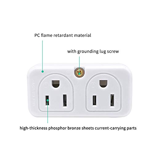SYCON Adapter Outlet Extender, 2-Prong Mini Wall Plug, Multi Outlet Splitter with 4 Outlets - Image 2