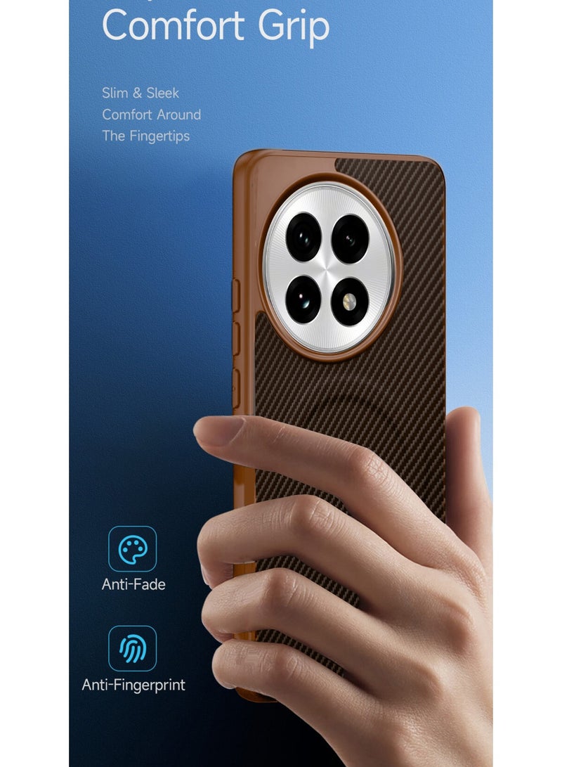 Wtech OnePlus 13R 5G 2025 Soft Silicone Carbon Fiber Magsafe Protective Back Case Cover (MCFPSN) - Brown - Image 2