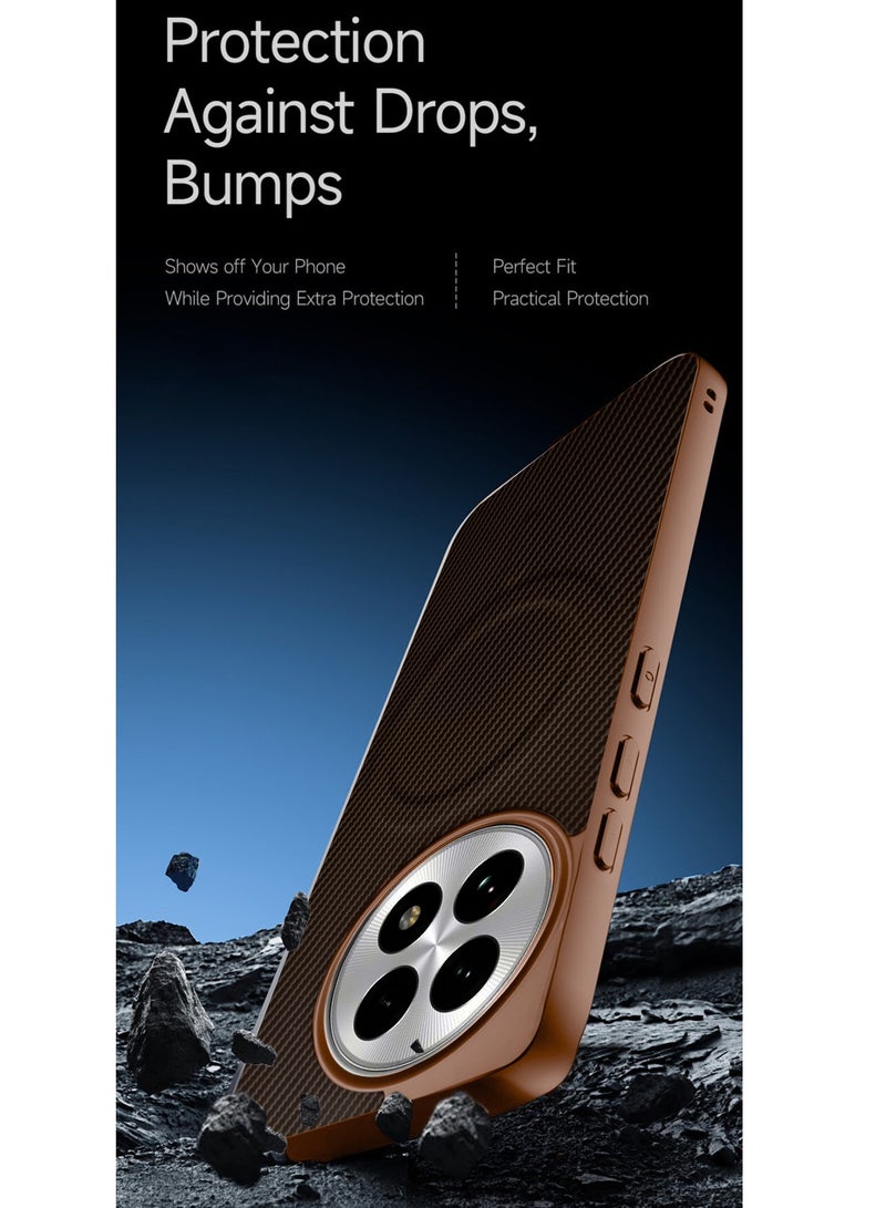 Wtech OnePlus 13R 5G 2025 Soft Silicone Carbon Fiber Magsafe Protective Back Case Cover (MCFPSN) - Brown - Image 3