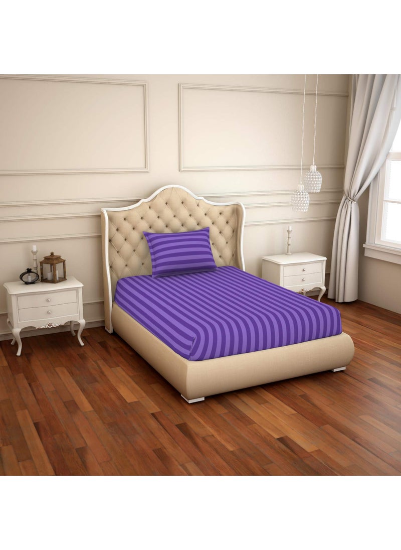 SPACES Spaces Skyrise Violet 210 Tc Cotton Single Bed Sheet with Pillow Cover (SK-09)  - Image 1