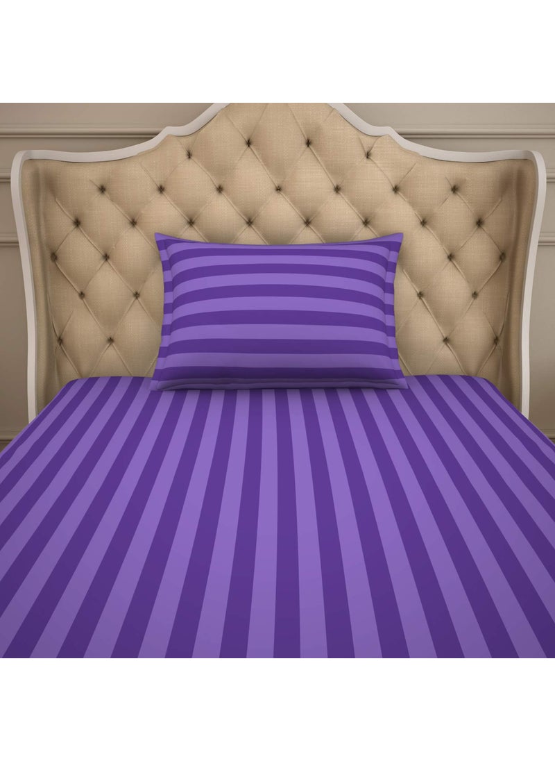 SPACES Spaces Skyrise Violet 210 Tc Cotton Single Bed Sheet with Pillow Cover (SK-09)  - Image 3
