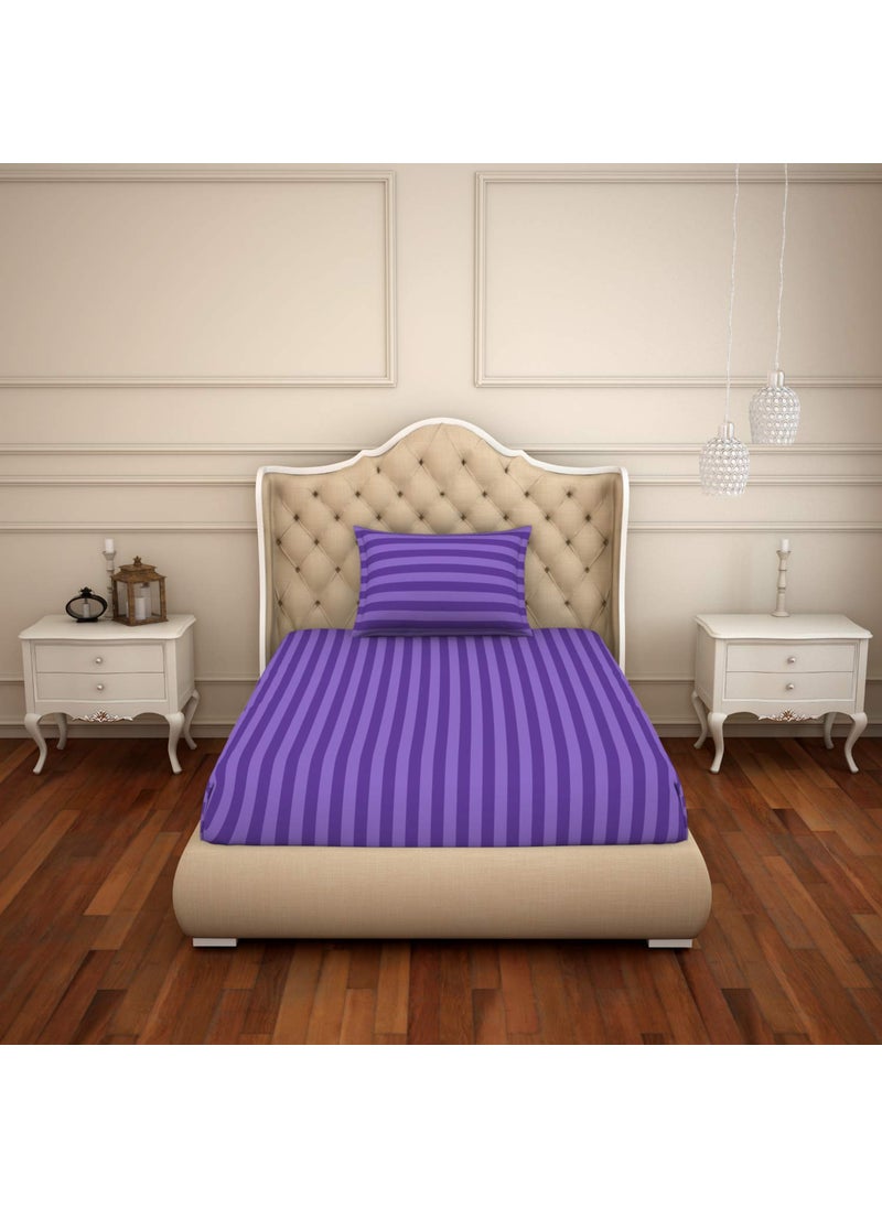 SPACES Spaces Skyrise Violet 210 Tc Cotton Single Bed Sheet with Pillow Cover (SK-09)  - Image 2