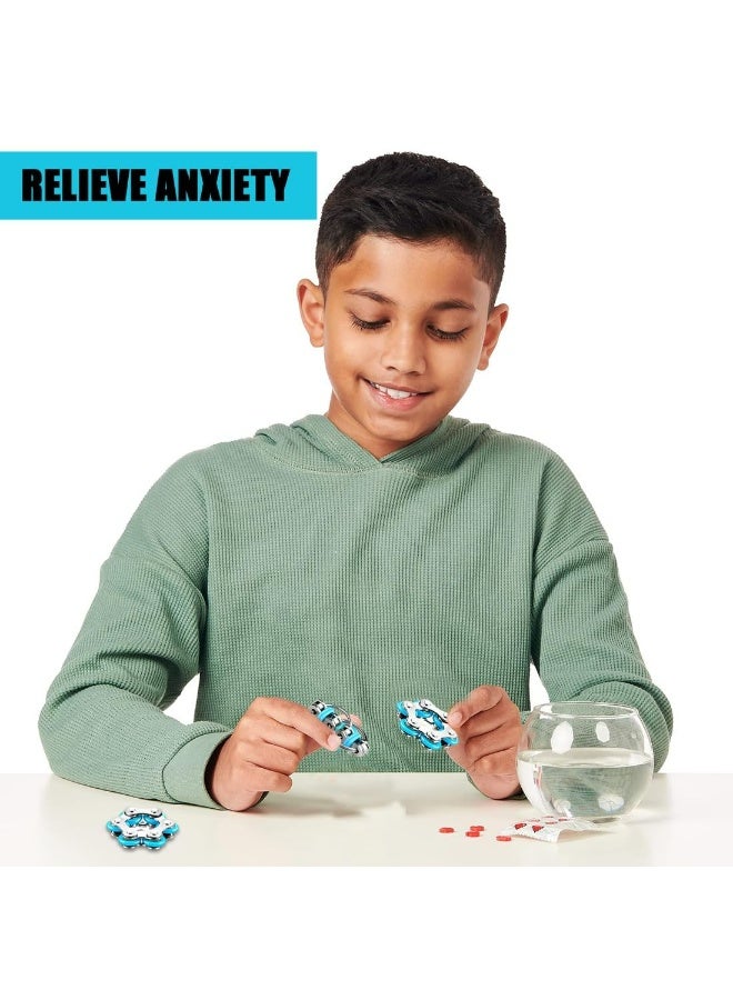 2-pack Chain Transformation Fidget Toy Set - 6-Roller Sensory Toy with Double Ring Keychain, Silent Metal & Silicone Stress Relief Toy for Adults & Kids (Blue) - Image 2