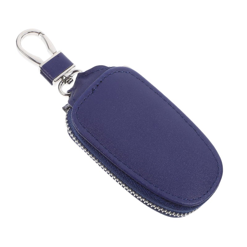 Blue Car Key Pouch Portable Zipper Key Protector Bag Vehicle Keyring Storage Case - Image 2