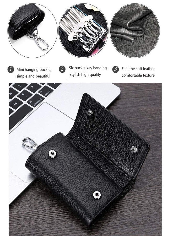RuoFeng Keychain Key Holder Ring with 6 Hooks Snap Closure (Black) - Image 5