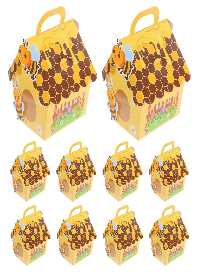 KOMBIUDA Bee Candy Boxes 10-Pack Small Treat Boxes for Baby Shower Birthday Party Supplies Portable Honey Bee Paper Boxes - Image 1