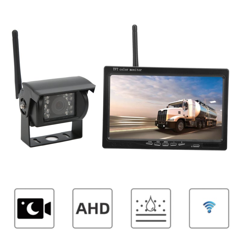 Vehicle Backup Camera 7in TFT LCD Widescreen Monitor - IP68 Waterproof 18 IR LED Night Vision Rear View Camera for RVs, Trucks, Trailers, Buses and Motorhomes - Image 3