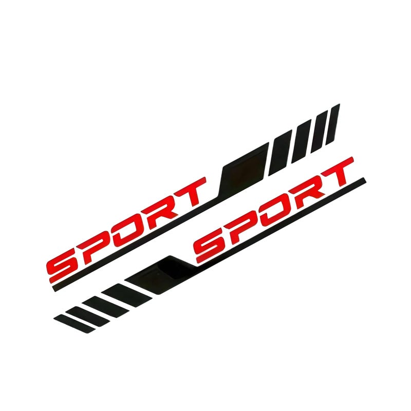 Qurbuns 2 PCS Sport Letter Car Stickers, 22.83" x 5.08" Stripe Decals for Car Door Side, Waterproof & Scratch-Resistant Vinyl Decal, Universal Auto Body Side Decoration Sticker (Black & Red) - Image 1
