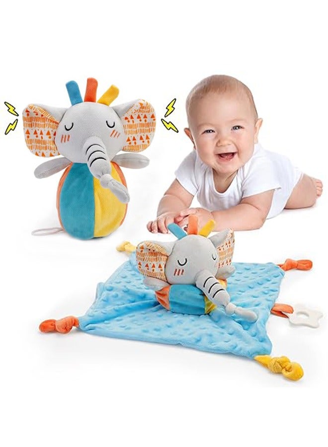 AMI Baby Security Blanket Toys - Elephant Lovey for Infant Baby Toy 0-3 Months Soft Newborn Sensory Rattle Toy with Stuffed Animal Plush Security Blankets Shower Gift for Boys Girl Toddlers - Image 1