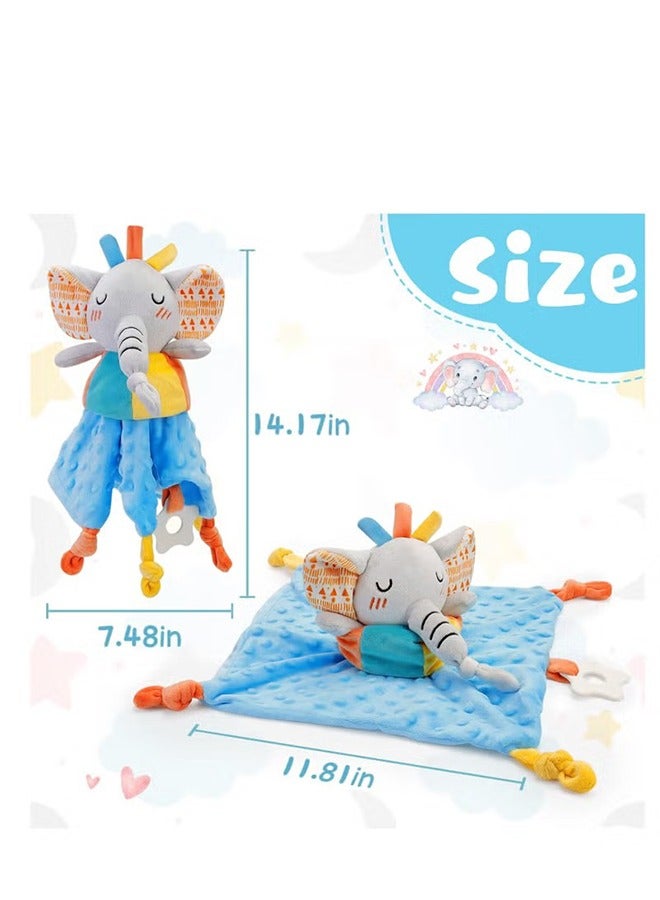 AMI Baby Security Blanket Toys - Elephant Lovey for Infant Baby Toy 0-3 Months Soft Newborn Sensory Rattle Toy with Stuffed Animal Plush Security Blankets Shower Gift for Boys Girl Toddlers - Image 2