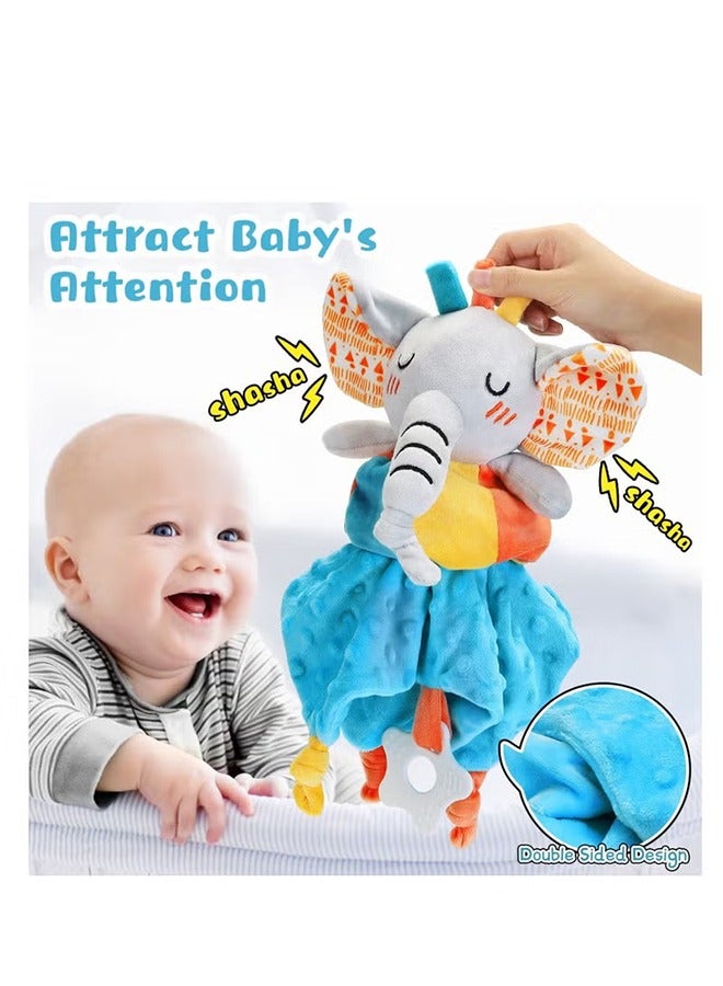 AMI Baby Security Blanket Toys - Elephant Lovey for Infant Baby Toy 0-3 Months Soft Newborn Sensory Rattle Toy with Stuffed Animal Plush Security Blankets Shower Gift for Boys Girl Toddlers - Image 3
