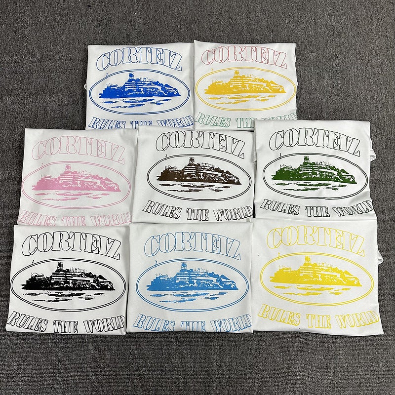 Corteiz Alcatraz Island Color Cartoon Printing Beautiful Trendy Loose Casual Round Neck Short-Sleeved T-Shirt For Men And Women - Image 4