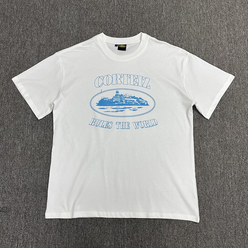 Corteiz Alcatraz Island Color Cartoon Printing Beautiful Trendy Loose Casual Round Neck Short-Sleeved T-Shirt For Men And Women - Image 5