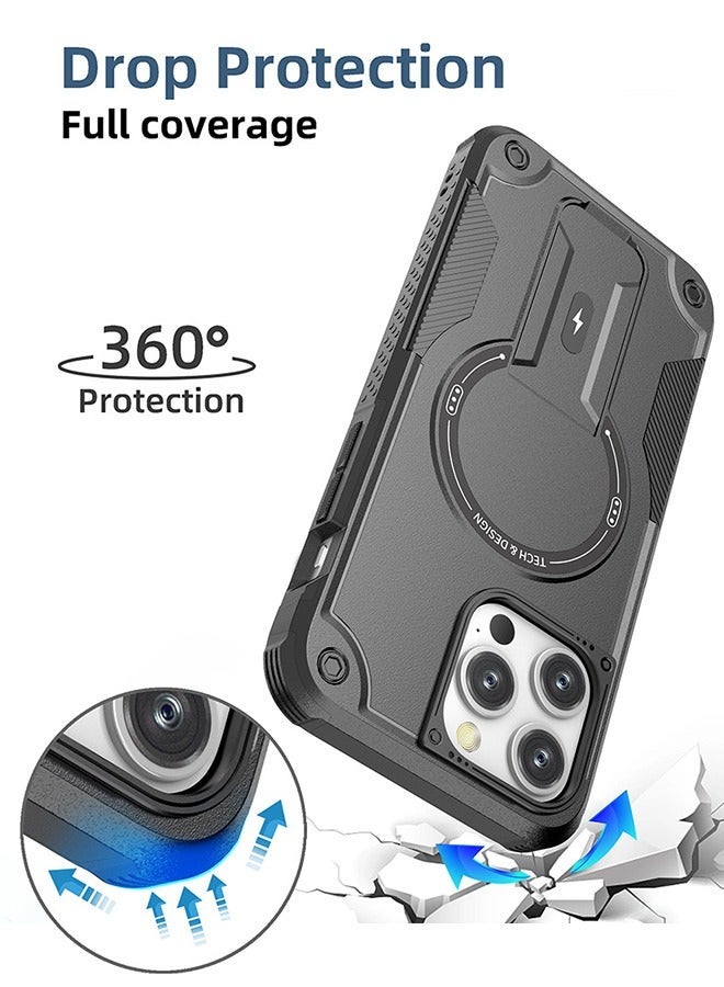 Xoopla Case Cover for iPhone 15 Pro Max Case 6.7" , Compatible with MagSafe,360 Full-Body Dropproof Heavy Duty Rugged Case with Built-in Kickstand Case for 15 Pro Max 2023 (Black) - Image 3