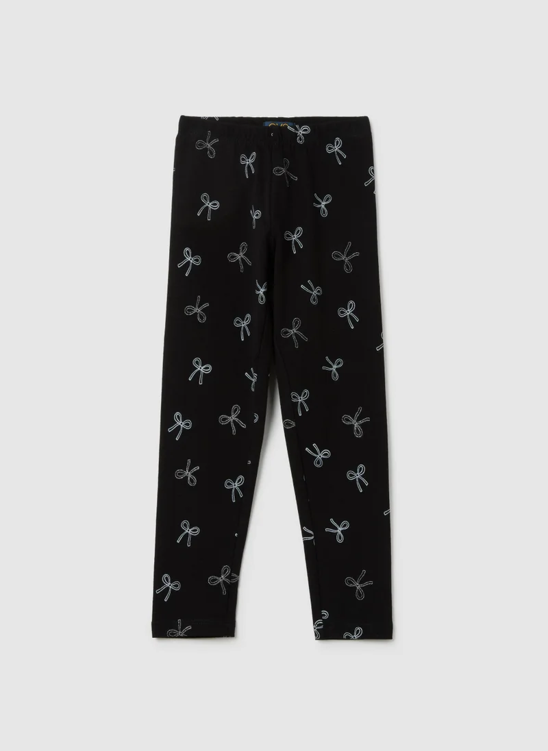 Ovs GIRLS' BLACK SKINNY FIT COTTON LEGGINGS