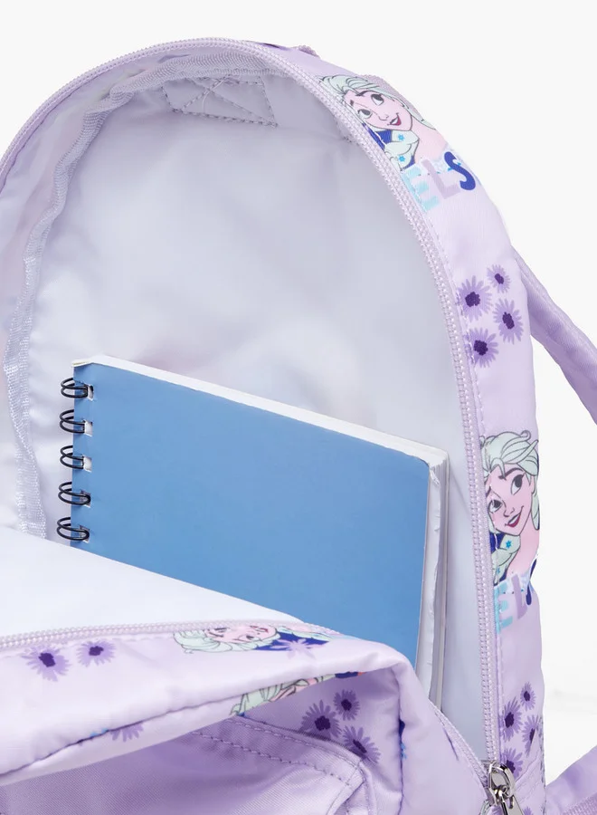 Disney Girls Frozen Print School Backpack with Adjustable Shoulder Straps and Zip Closure - 33x25x10 cm