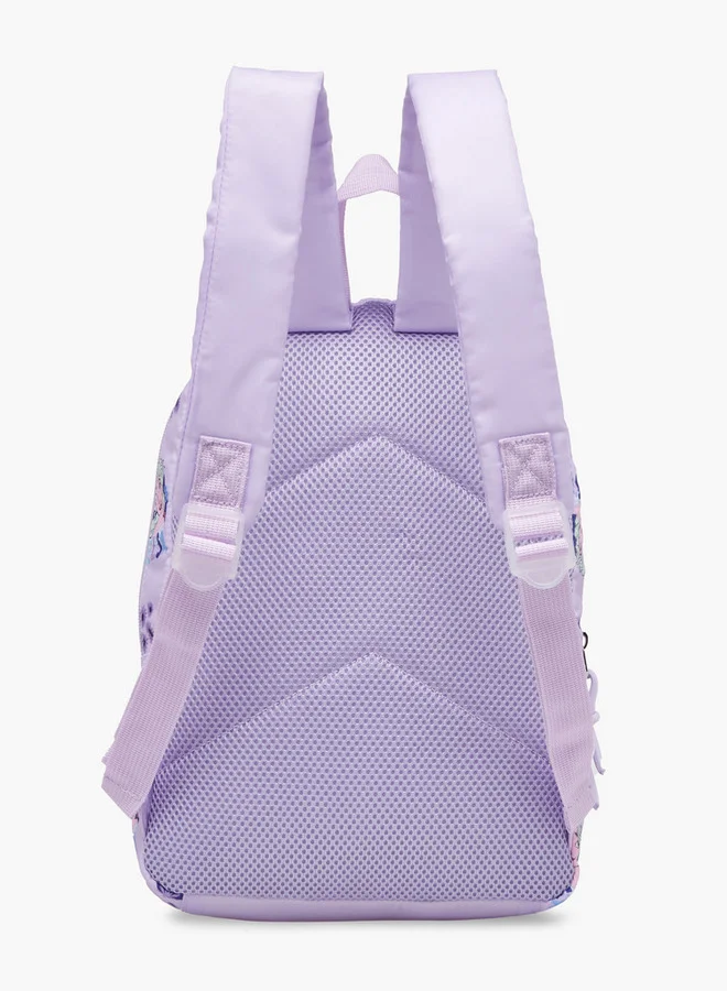 Disney Girls Frozen Print School Backpack with Adjustable Shoulder Straps and Zip Closure - 33x25x10 cm