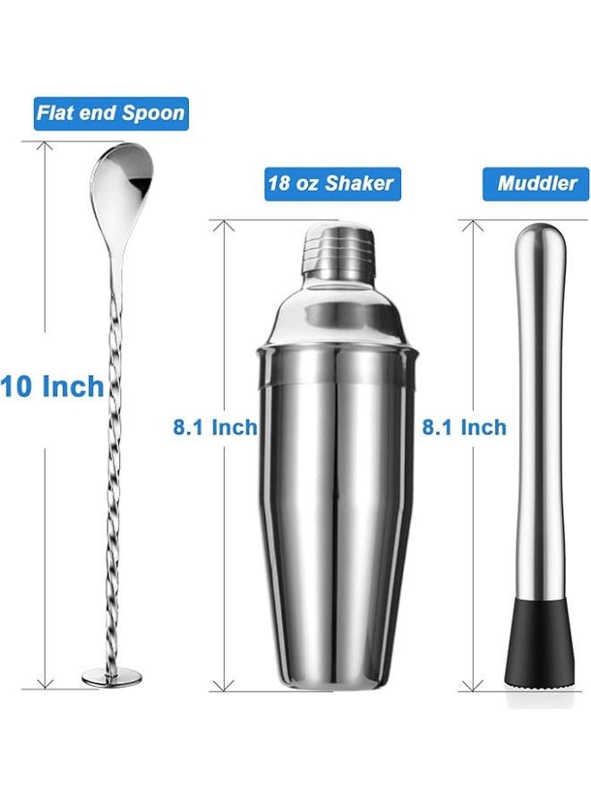 Stainless Steel Cocktail Shaker Set 5 Pieces Including Shaker, Jigger, Ice Tongs and T-Shaped Mixing Spoon – Professional Home Bar Tools Set for Drink Preparation - Image 4