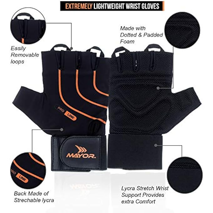 Mayor Mercury Gym, Crossfit, Exercise & Sports Gloves- Ideal For Men & Women (Black/Orange) - Image 2