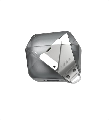 Aulumu A29 Geometric AirPods 4 Case with Lock Protective Cover with Nylon Buckle Alloy Armour Compatible with Apple AirPods 4th 2024 Translucent Grey - Image 1
