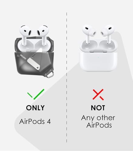 Aulumu A29 Geometric AirPods 4 Case with Lock Protective Cover with Nylon Buckle Alloy Armour Compatible with Apple AirPods 4th 2024 Translucent Grey - Image 3