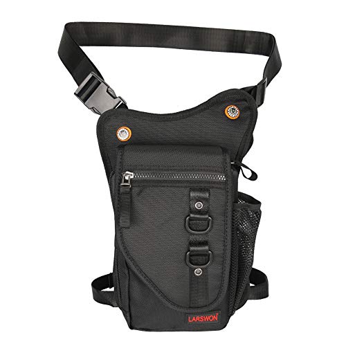 Larswon Thigh Pouch Bag - Tactical Waist Pack for Motorcycle, Waterproof Black - Image 1